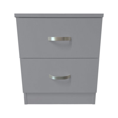 FWStyle Grey 2 Drawer Bedside Table Nightstand