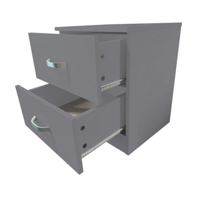 FWStyle Grey 2 Drawer Bedside Table Nightstand
