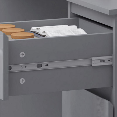 FWStyle Grey Gloss Dressing Table 3 Drawer Desk