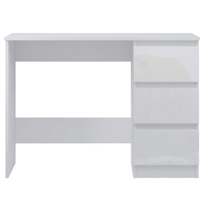 FWStyle High Gloss White Dressing Table Desk With 3 Large Drawers