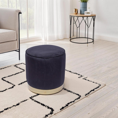 FWStyle Loretta Black Velvet Vintage Style Barrel Stool Seat