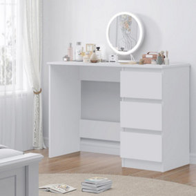 FWStyle Matt White Dressing Table Desk with 3 Large Drawers