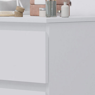 FWStyle Matt White Dressing Table Desk with 3 Large Drawers