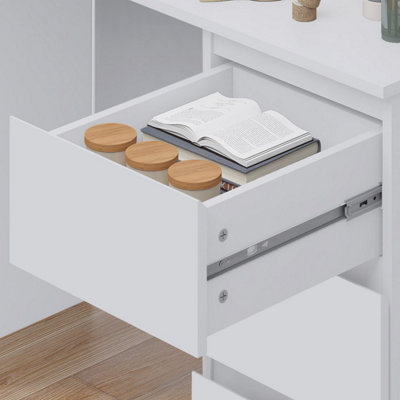 FWStyle Matt White Dressing Table Desk with 3 Large Drawers