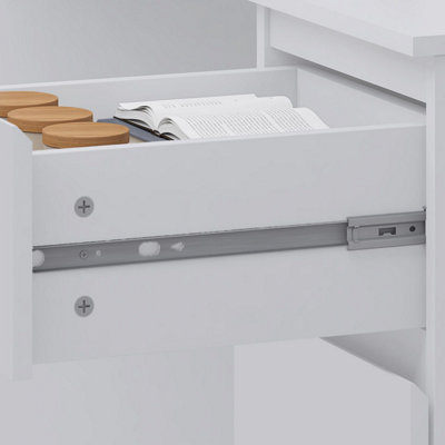 FWStyle Matt White Dressing Table Desk with 3 Large Drawers