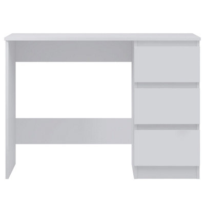 FWStyle Matt White Dressing Table Desk with 3 Large Drawers