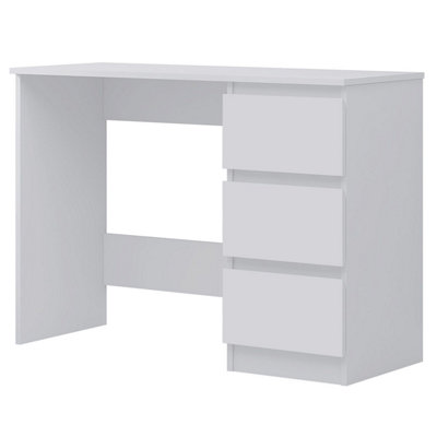 FWStyle Matt White Dressing Table Desk with 3 Large Drawers
