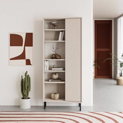FWStyle Modern 5 Tier Curved Sandstone Bookshelf Storage Unit