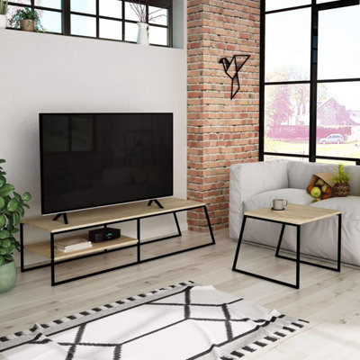 FWStyle Modular TV Unit Sofa Table Set Modern Design Black Metal ...