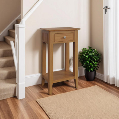 FWStyle Natural Solid Oak Telephone Table Ready Assembled