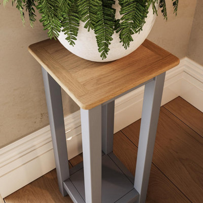 FWStyle Oak Tall Side Table Grey Ready Assembled
