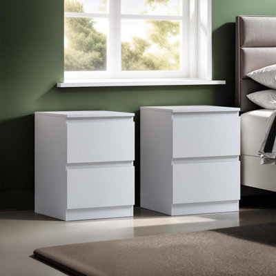 FWStyle Pair Of White Stora Bedside Tables Nighstands Chests Extra Deep ...