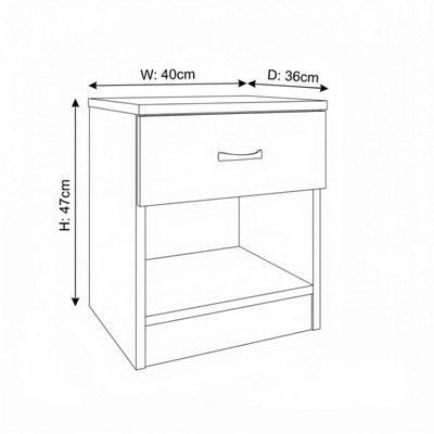 FWStyle Promo Bedside Table Chest Of Drawers Oak Nightstand 1 Drawer Open Storage (H) 47 (W) 40 (D) 36cm