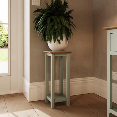FWStyle Ready Assembled Solid Oak Side Table Sage Green
