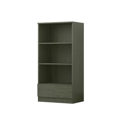 FWStyle Rustic Oak 3 Tier Bookcase With Storage Drawer