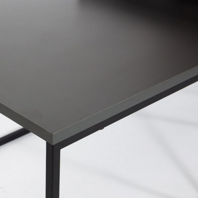 FWStyle Scratch Resistant Set Of 2 Nesting Coffee Tables Anthracite Grey Finish