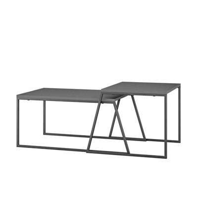 FWStyle Scratch Resistant Set Of 2 Nesting Coffee Tables Anthracite Grey Finish