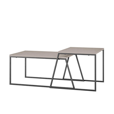 FWStyle Scratch Resistant Set Of 2 Nesting Coffee Tables Mocha Grey Finish