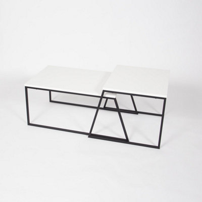 FWStyle Scratch Resistant Set Of 2 Nesting Coffee Tables Painted White Finish