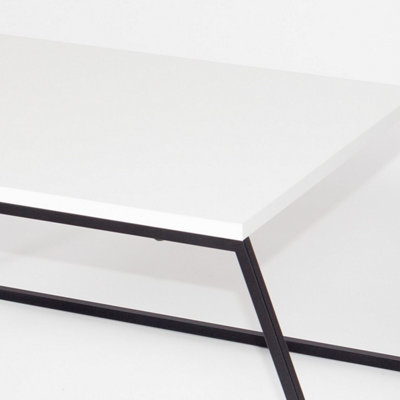 FWStyle Scratch Resistant Set Of 2 Nesting Coffee Tables Painted White Finish