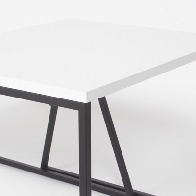 FWStyle Scratch Resistant Set Of 2 Nesting Coffee Tables Painted White Finish