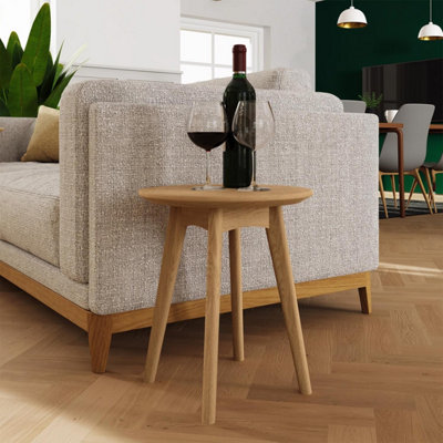FWStyle Solid Natural Ash Wooden Round Wine Side Table