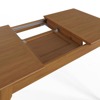 FWStyle Solid Oak 1.2M Extending Dining Table Natural Lacquered Finish