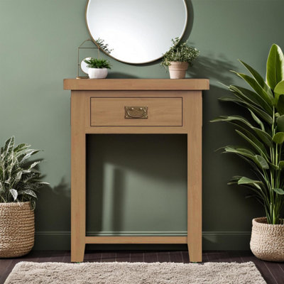 FWStyle Solid Oak 1 Drawer Large Telephone Table