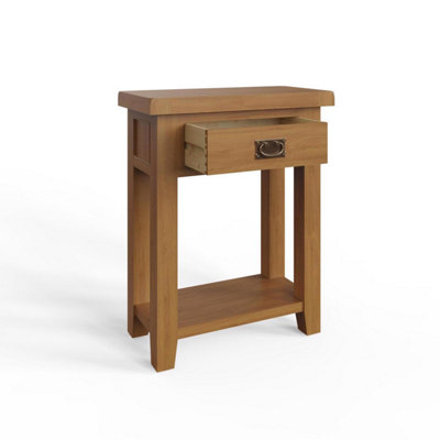 FWStyle Solid Oak 1 Drawer Large Telephone Table