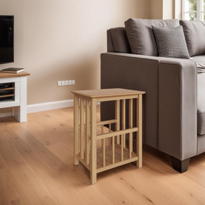 FWStyle Solid Oak Natural Magazine Rack Ready Assembled