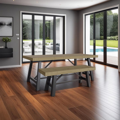 FWStyle Solid Pine 1.32M Modern Dining Bench