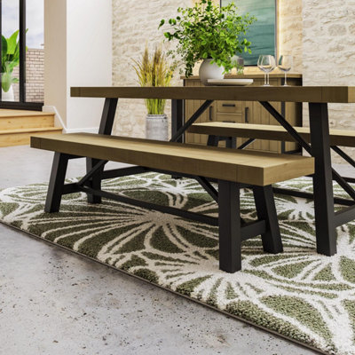 FWStyle Solid Pine 2M Dining Table Set With 2 x 1.6M Dining Bench