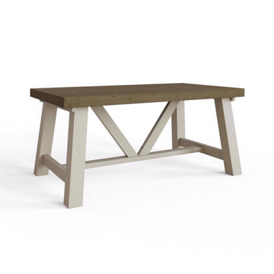 FWStyle Solid Reclaimed Pine 1.6M Dining Table Set With Free Extensions