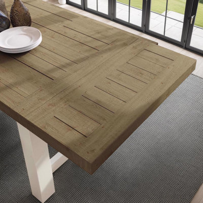 FWStyle Solid Reclaimed Pine 2M Dining Table Set With Free Extensions
