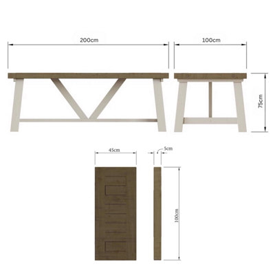 FWStyle Solid Reclaimed Pine 2M Dining Table Set With Free Extensions