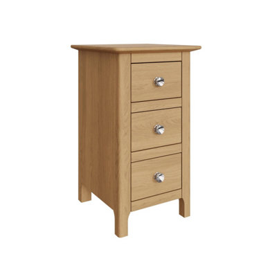 FWStyle Taberno 3 Drawer Bedside Table Chest Of Drawers Natural Oak (H) 58 (W) 34 (D) 35cm