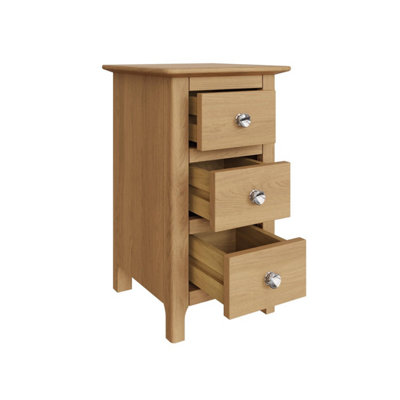 FWStyle Taberno 3 Drawer Bedside Table Chest Of Drawers Natural Oak (H) 58 (W) 34 (D) 35cm