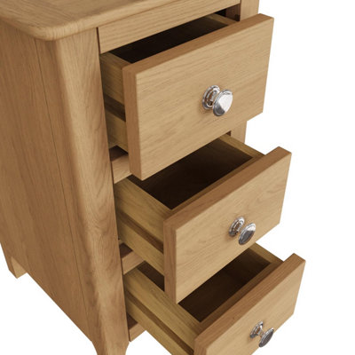 FWStyle Taberno 3 Drawer Bedside Table Chest Of Drawers Natural Oak (H) 58 (W) 34 (D) 35cm