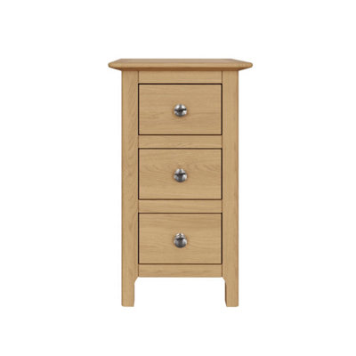 FWStyle Taberno 3 Drawer Bedside Table Chest Of Drawers Natural Oak (H) 58 (W) 34 (D) 35cm