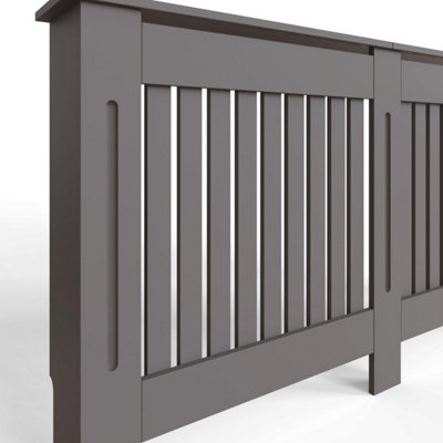 FWStyle Vertical Slat Large Grey Radiator Cover (H) 82.3 (W) 152cm (D) 19cm