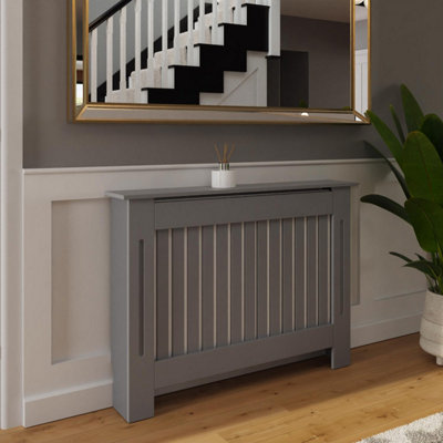 FWStyle Vertical Slat Medium Grey Radiator Cover (H) 82.3 (W) 112cm (D ...