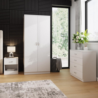 FWStyle White 3 Piece Bedroom Furniture Set