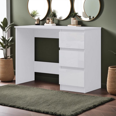 FWStyle White Dressing Table 3 Drawer Desk