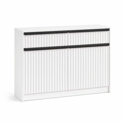 FWStyle White Fluted 2 Door 2 Drawer Sideboard Storage Unit Scratch ...