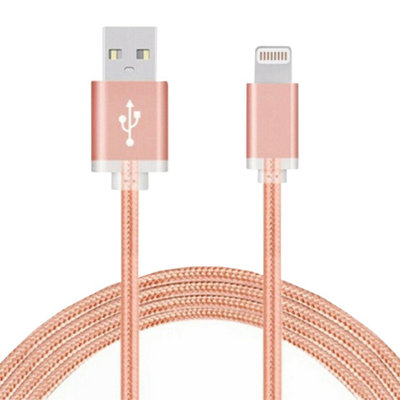 FX Powabud Nylon Braided USB Data Cable for Phone, Rose Gold