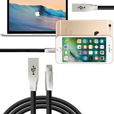 FXAnti Tangle Zinc Alloy Charge & Sync Cable for Iphone 1m Black