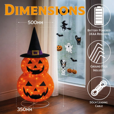 Fxlab Foldable Pumpkins 45 LED Outdoor Battery Decoration with 50cm ...