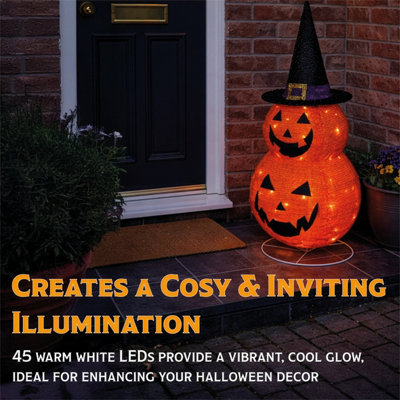 Fxlab Foldable Pumpkins 45 LED Outdoor Battery Decoration with 50cm ...