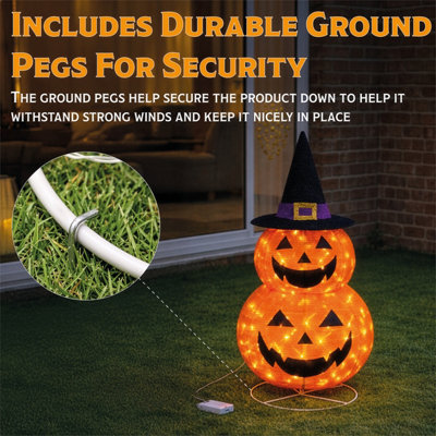 Fxlab Foldable Pumpkins 45 LED Outdoor Battery Decoration with 50cm ...