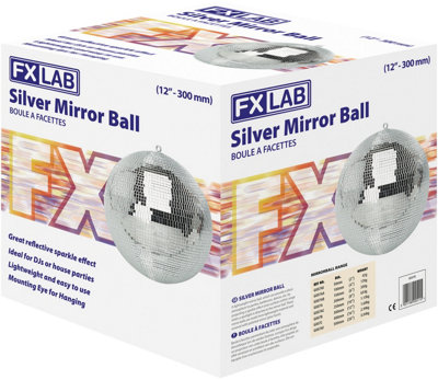 FXLab Lightweight Silver Mirror Dance Disco Party DJ Ball (300mm 12")
